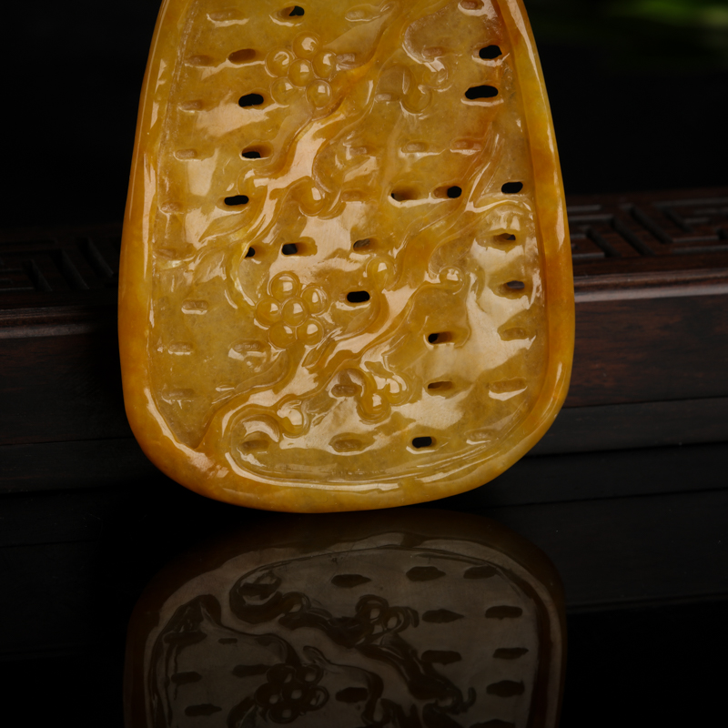 天然黄翡竹节吊坠-红掌柜