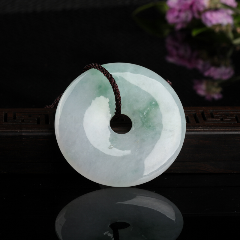 糯种飘花翡翠平安扣吊坠-红掌柜
