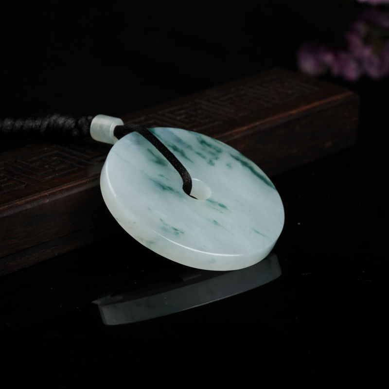 天然糯种飘花翡翠平安扣吊坠 - 红掌柜