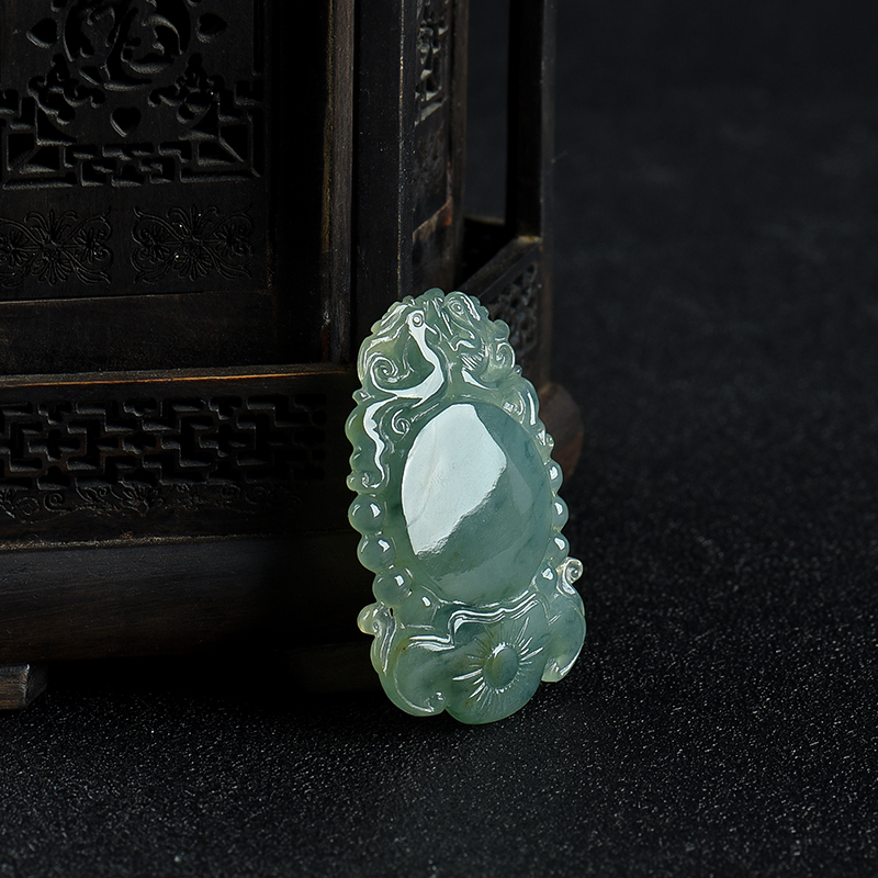 飘花翡翠龙凤呈祥吊坠-红掌柜