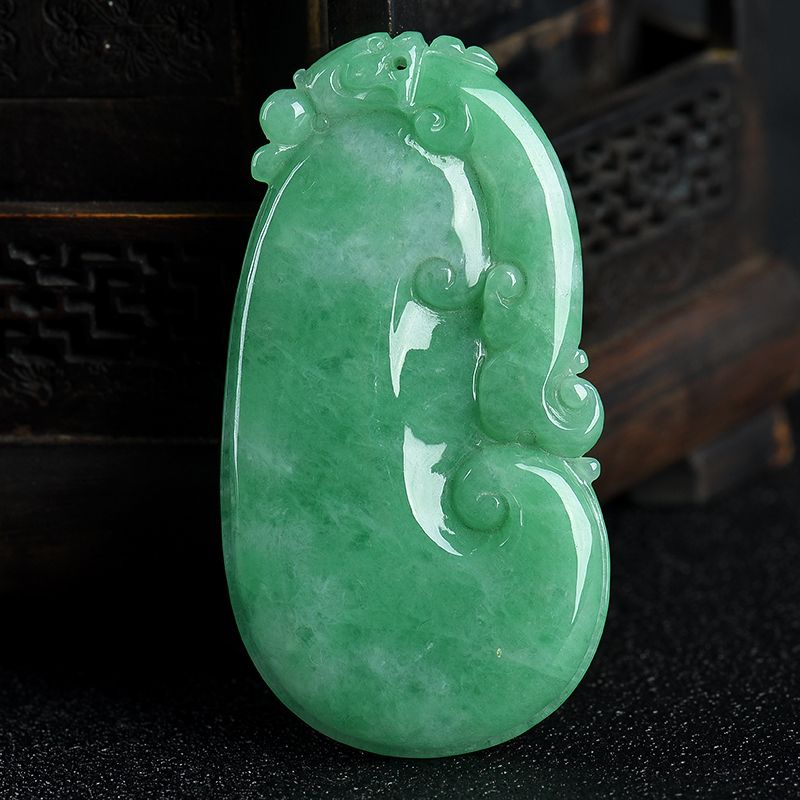 缅甸翡翠如意吊坠-红掌柜