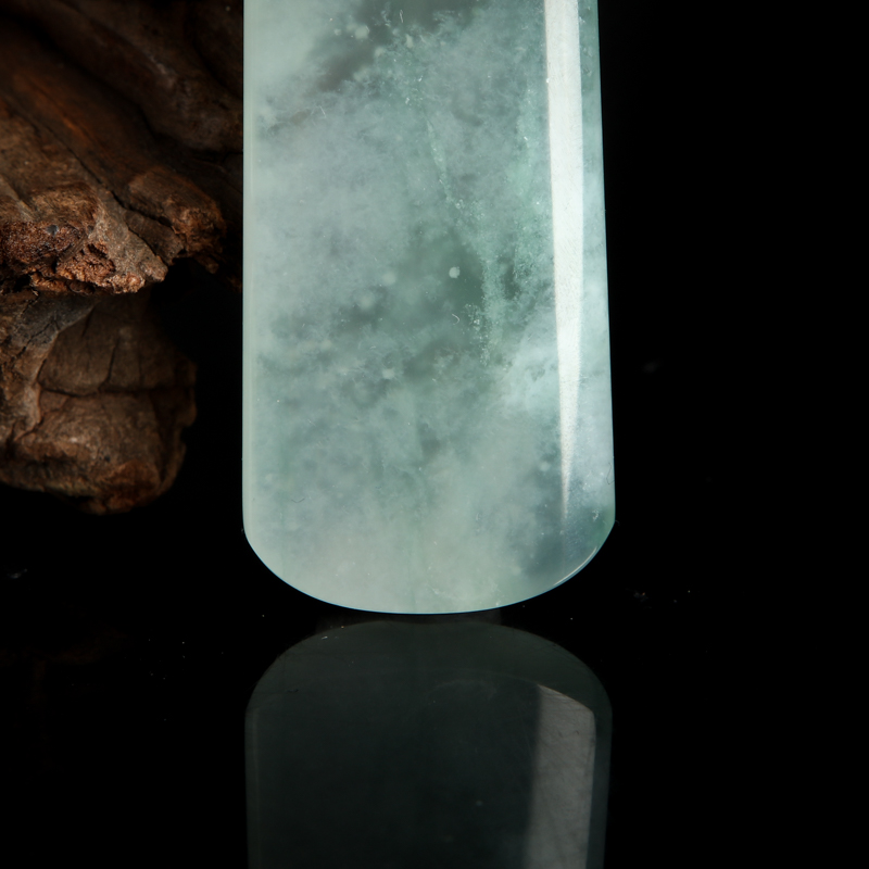 缅甸天然糯冰种翡翠无事牌吊坠-红掌柜