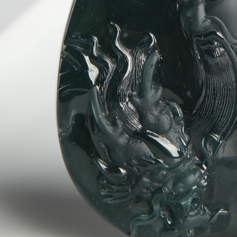 缅甸天然糯种蓝水翡翠吊坠-红掌柜