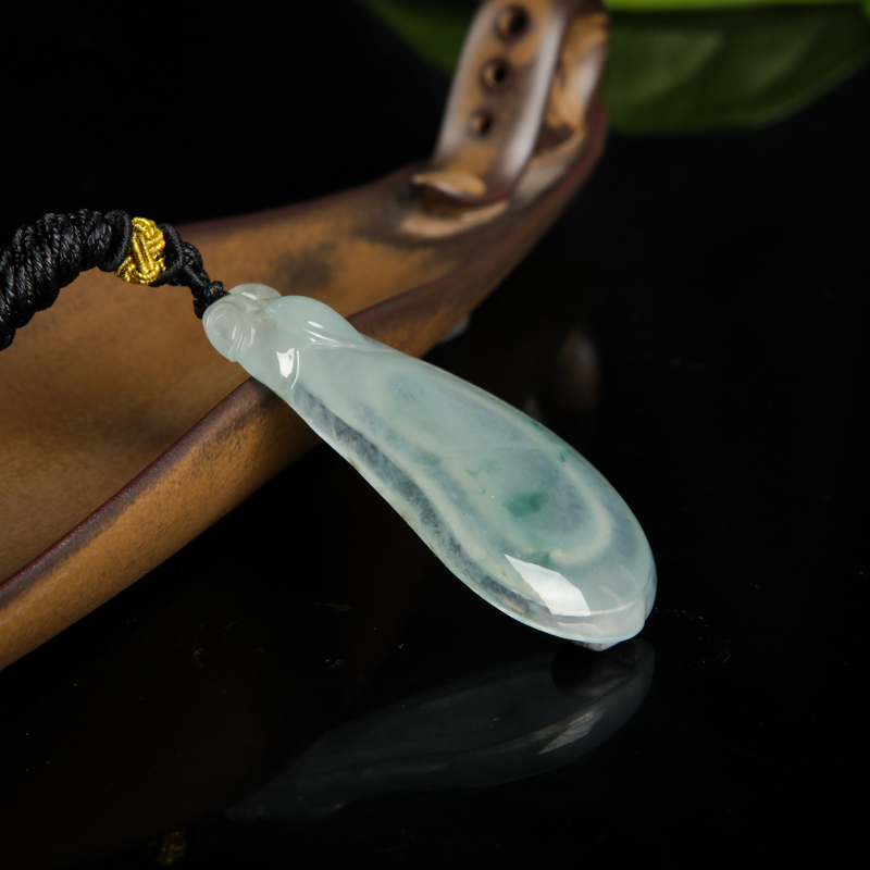 天然糯冰种飘花翡翠福瓜吊坠-红掌柜