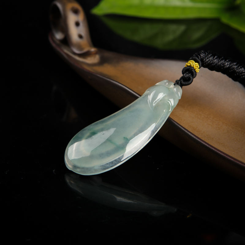 缅甸糯冰种飘花翡翠福瓜吊坠-红掌柜