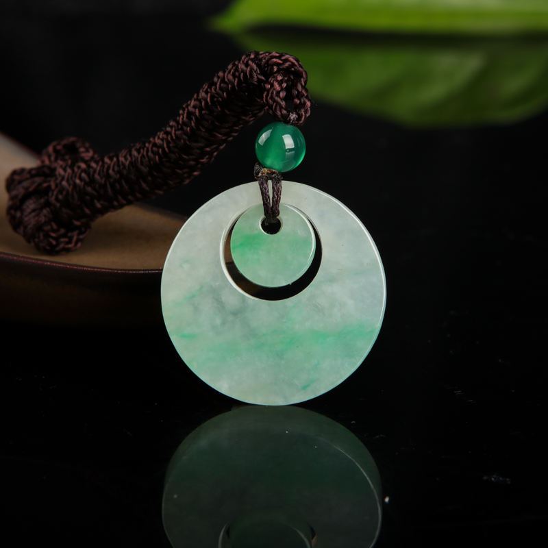 糯种飘翠翡翠平安团圆吊坠-红掌柜