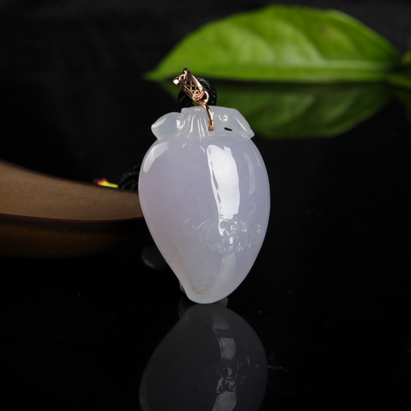 糯种浅紫翡翠寿桃吊坠-红掌柜