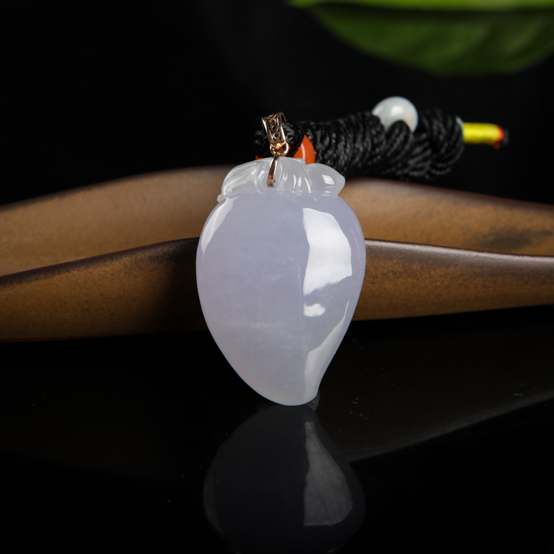 浅紫翡翠寿桃吊坠-红掌柜