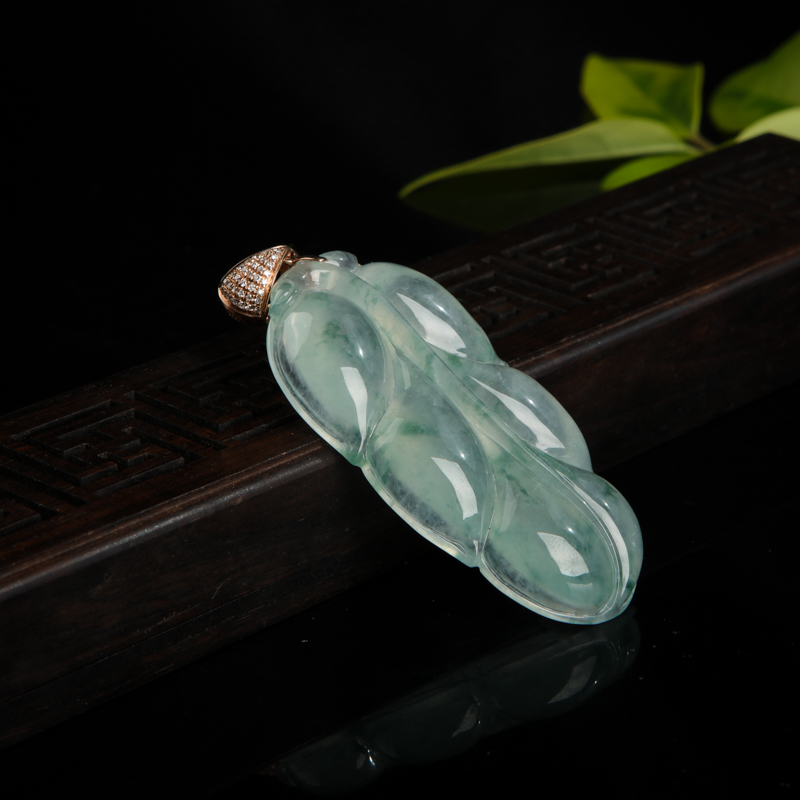 天然18k冰种飘花翡翠金枝玉叶吊坠-红掌柜