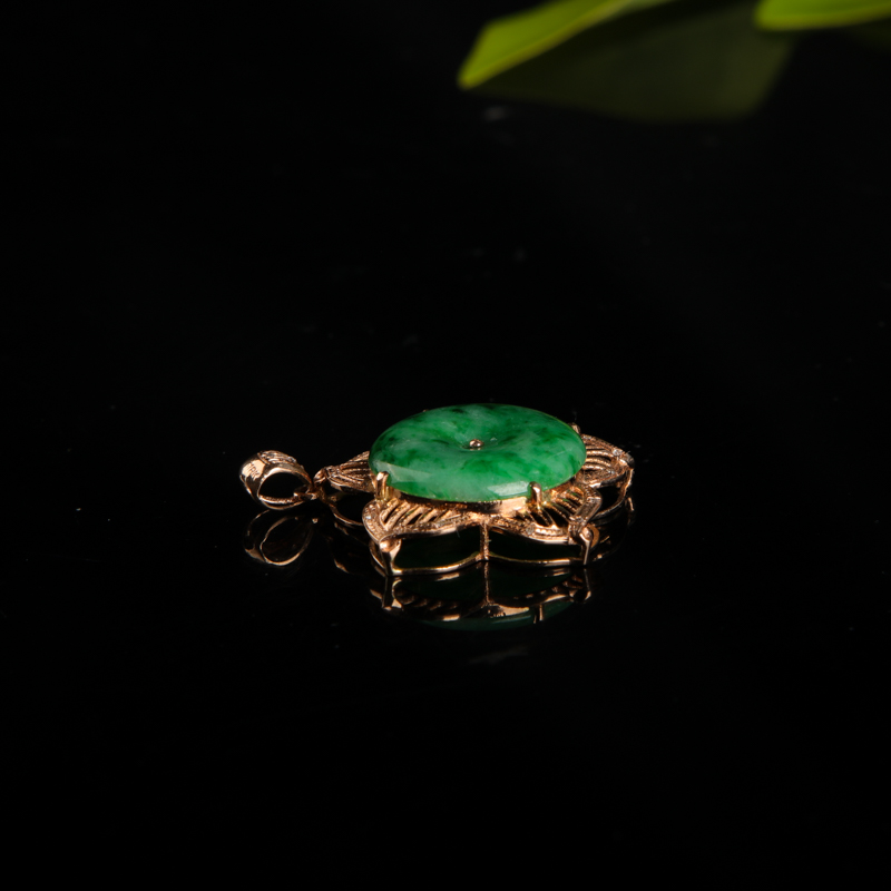 飘翠翡翠平安扣吊坠-红掌柜