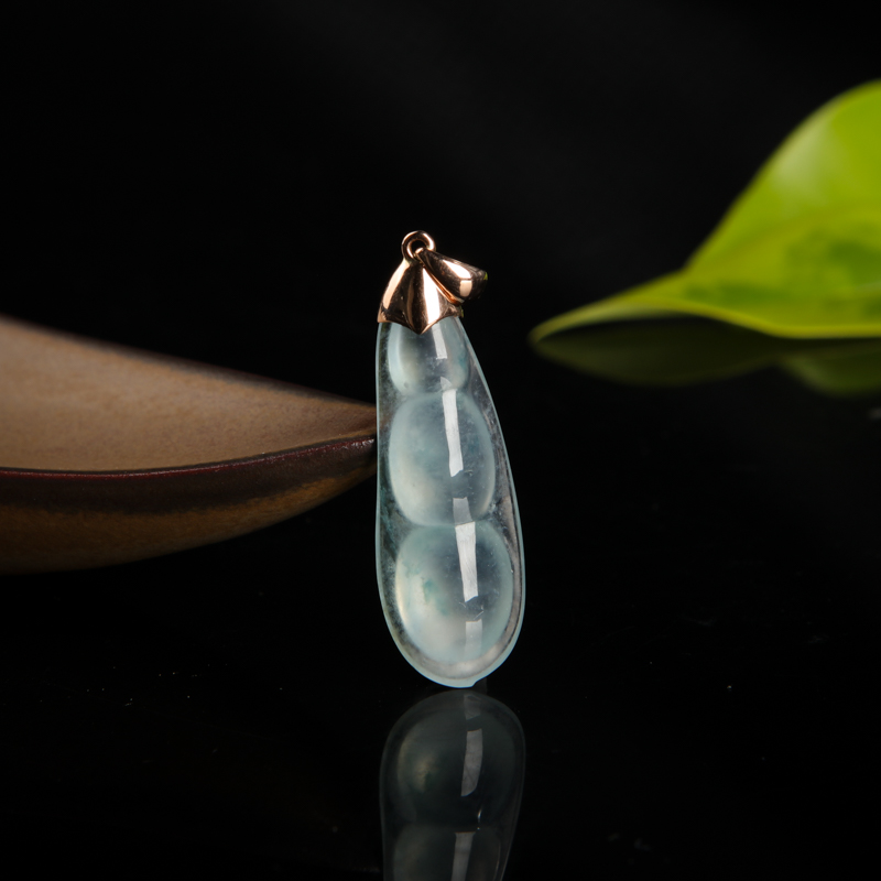 18k冰种飘花翡翠连中三元吊坠-红掌柜