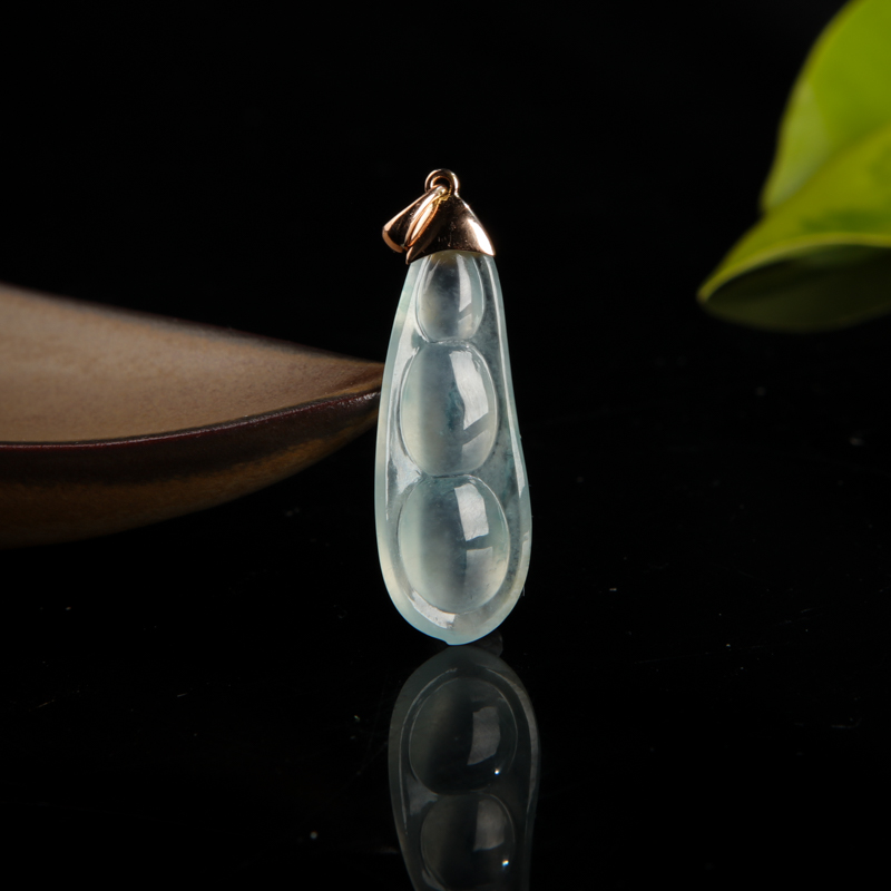 冰种飘花翡翠连中三元吊坠-红掌柜