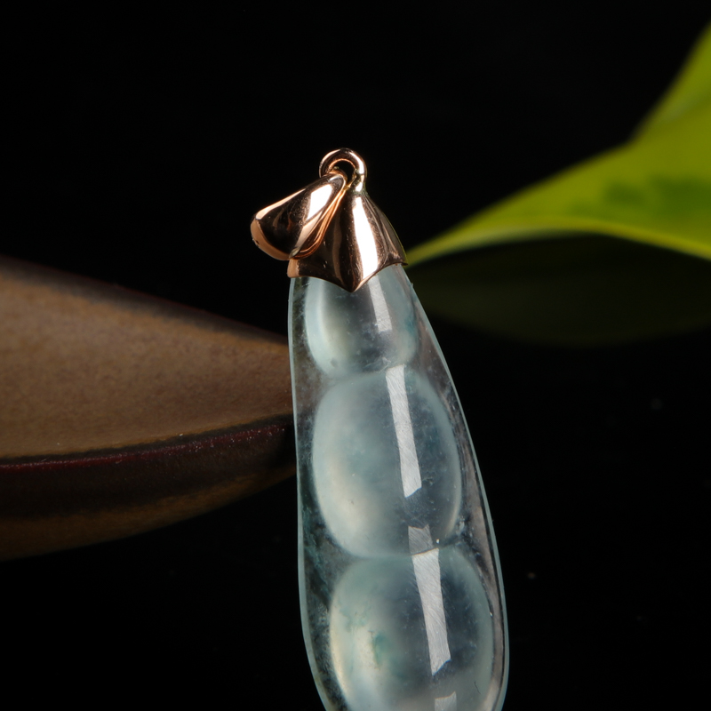 18k冰种翡翠连中三元吊坠-红掌柜