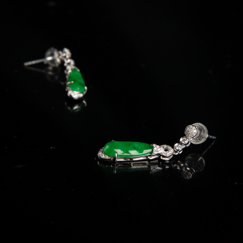 翡翠福豆耳坠-红掌柜