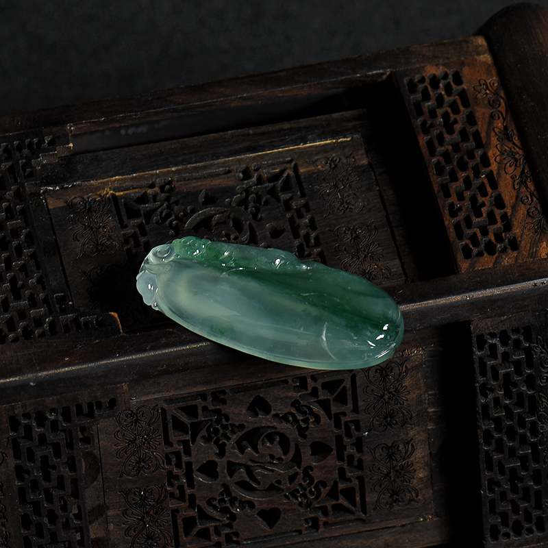缅甸天然糯冰种翡翠福瓜吊坠-红掌柜
