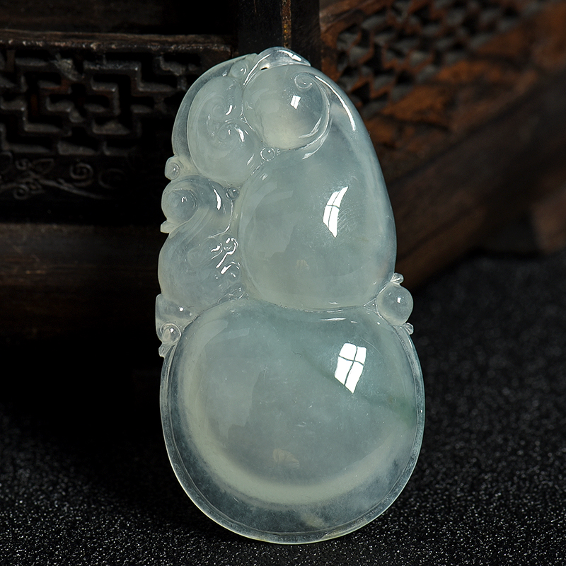 缅甸天然糯冰种飘花翡翠吊坠-红掌柜