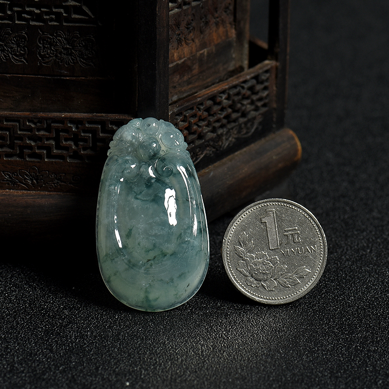 天然糯冰种飘花翡翠福在眼前吊坠-红掌柜