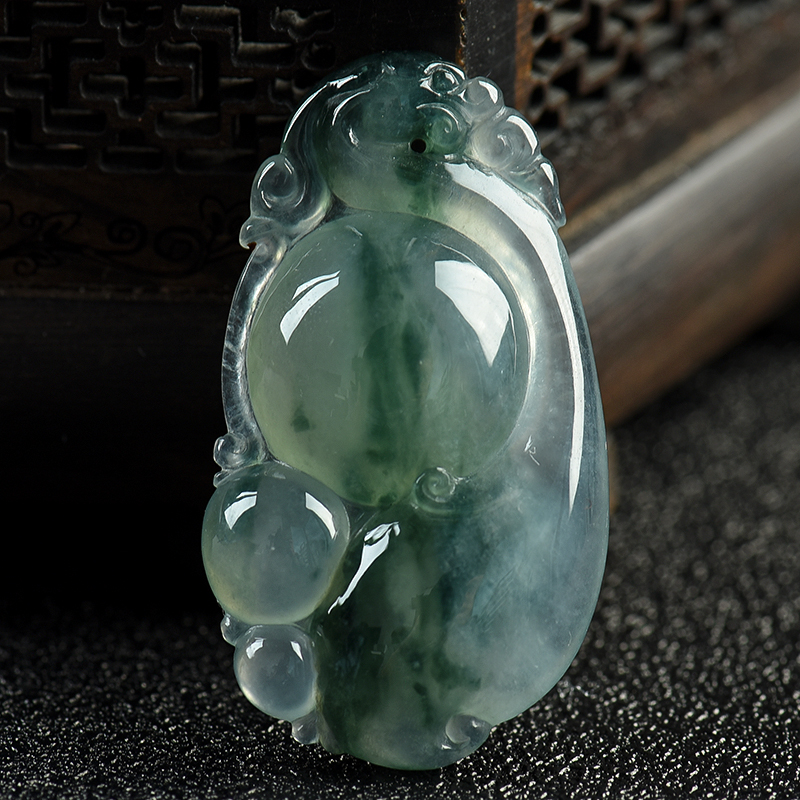 缅甸天然糯冰种飘花翡翠吊坠-红掌柜