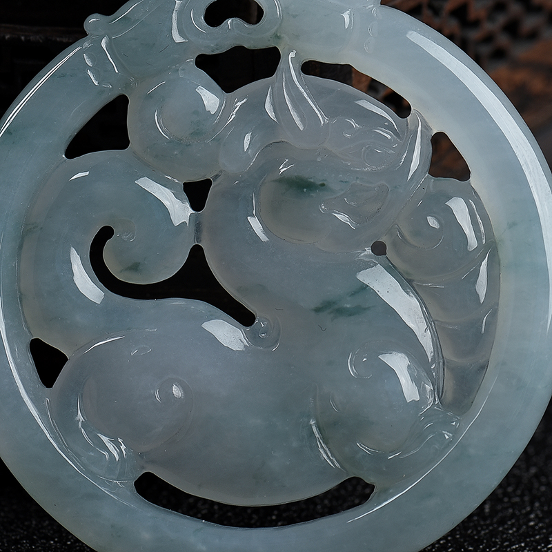 缅甸天然糯冰种飘花翡翠吊坠-红掌柜