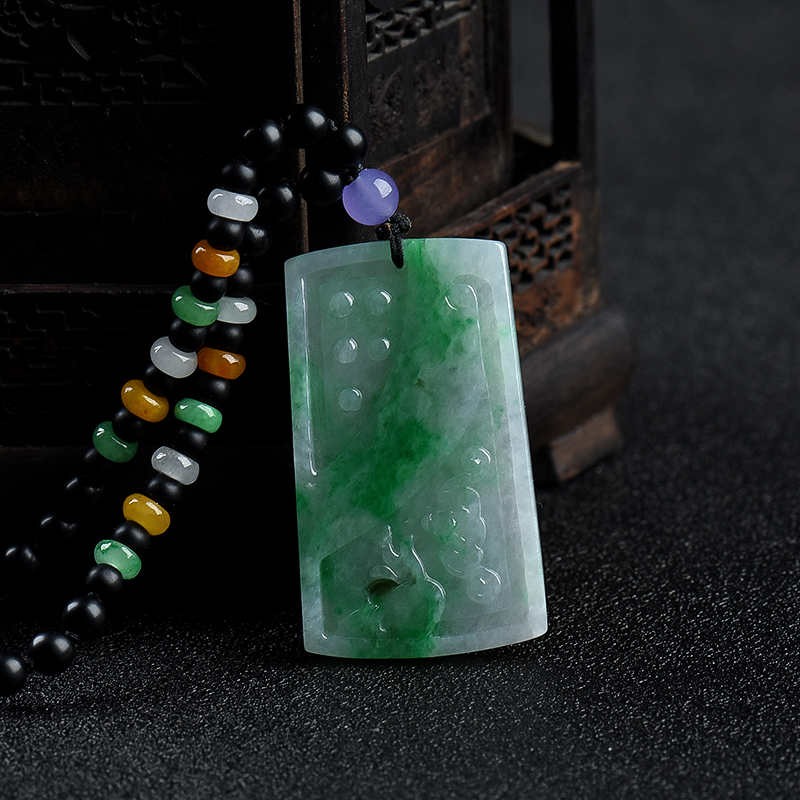 缅甸天然飘翠翡翠辰龙吊坠-红掌柜