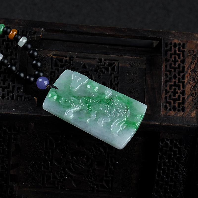 缅甸天然糯种翡翠辰龙吊坠-红掌柜