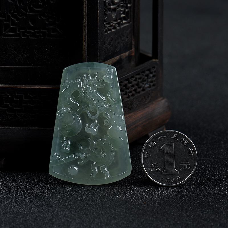 天然缅甸翡翠辰龙吊坠-红掌柜