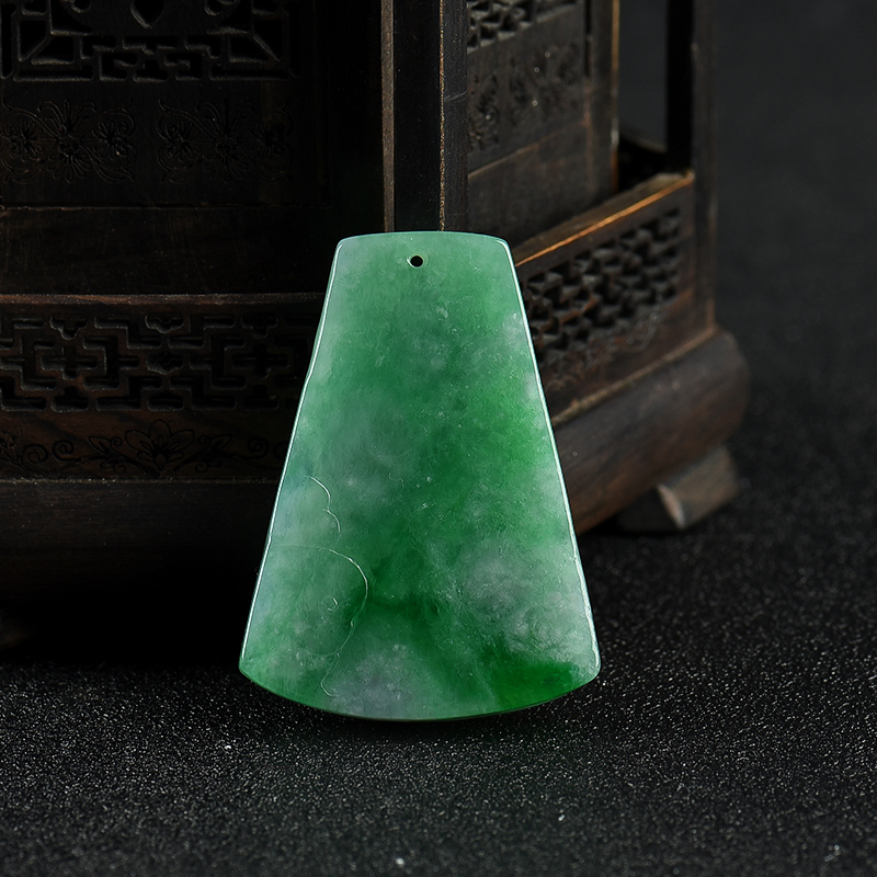缅甸天然A货豆种翠绿翡翠福在眼前吊坠-红掌柜