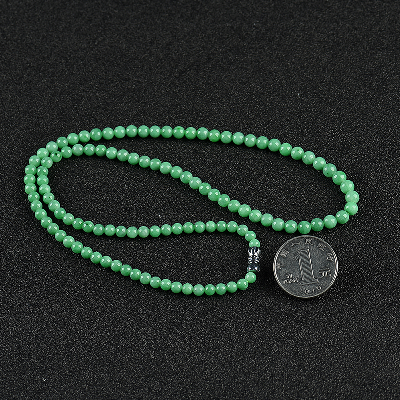 缅甸豆种豆绿翡翠项链-红掌柜