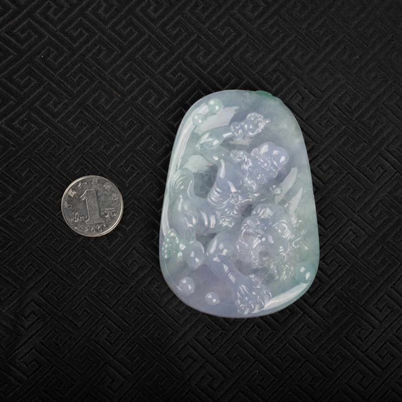 缅甸糯冰种浅紫翡翠挂件-红掌柜