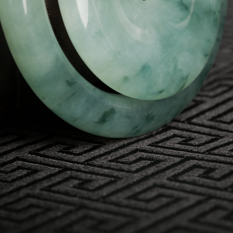 缅甸天然糯冰种翡翠子母平安扣吊坠-红掌柜