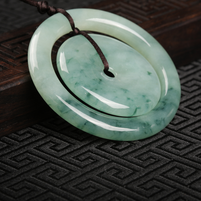 缅甸天然糯冰种飘花翡翠吊坠-红掌柜