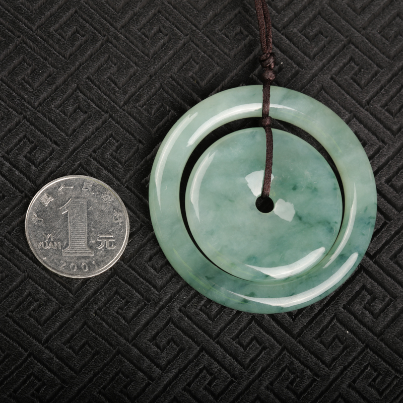 糯冰种翡翠子母平安扣吊坠-红掌柜