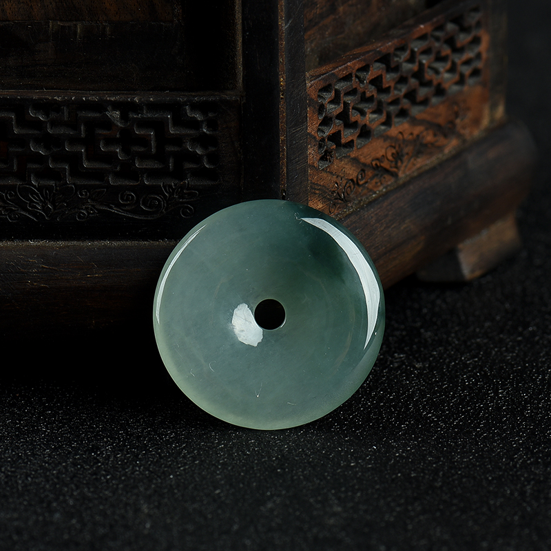 糯冰种飘花翡翠平安扣吊坠-红掌柜