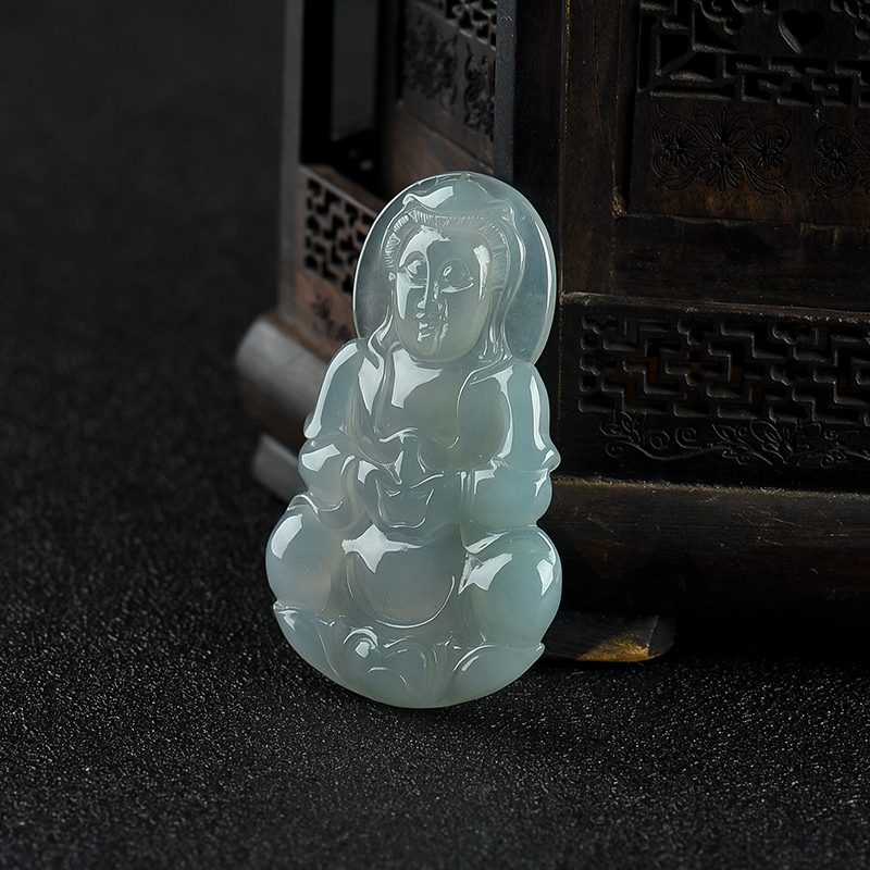 糯冰种翡翠吊坠-红掌柜