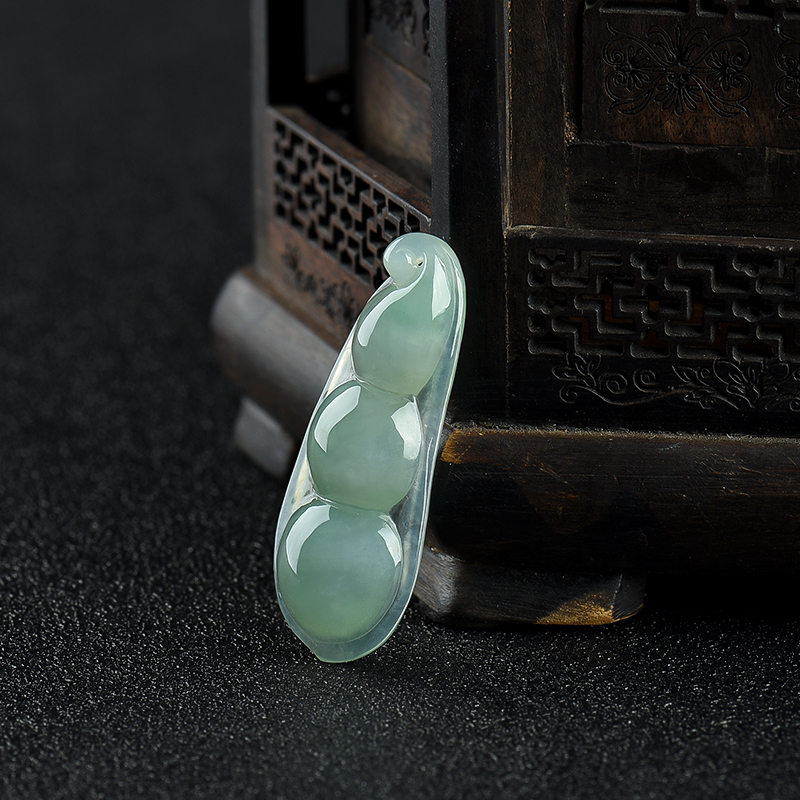 糯种翡翠连中三元吊坠-红掌柜