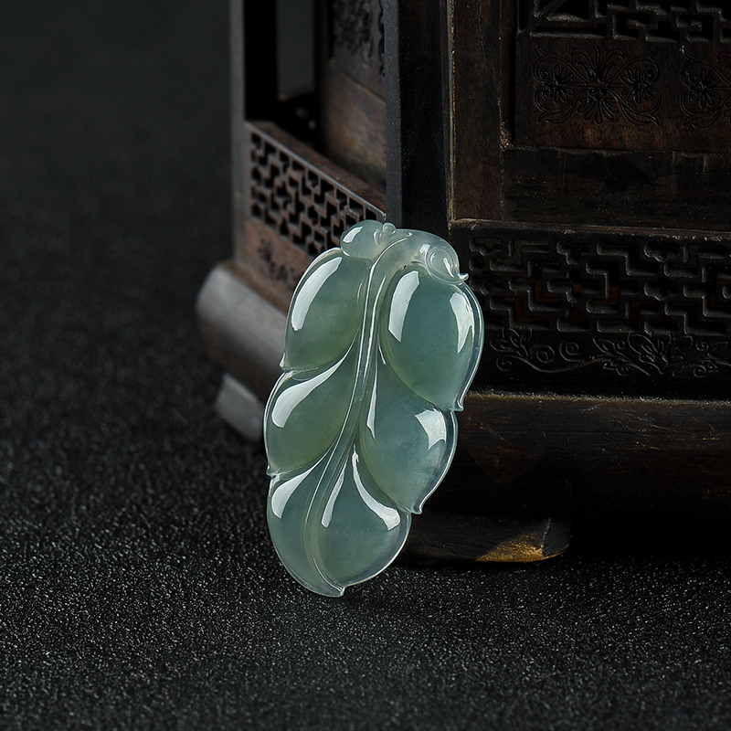 缅甸糯种飘花翡翠金枝玉叶吊坠-红掌柜