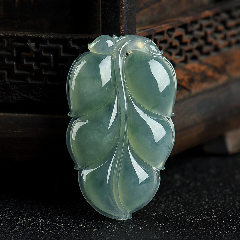 缅甸天然糯种飘花翡翠吊坠-红掌柜