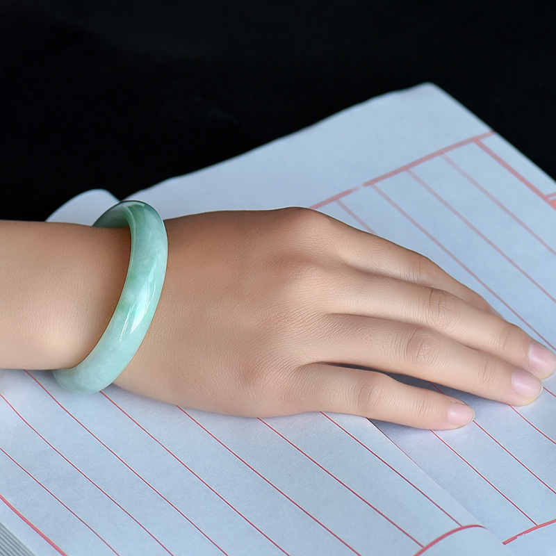 缅甸豆种翡翠手镯-红掌柜