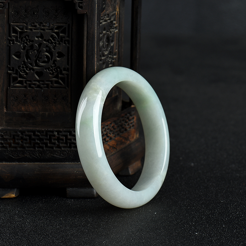 缅甸天然豆种翡翠手镯-红掌柜