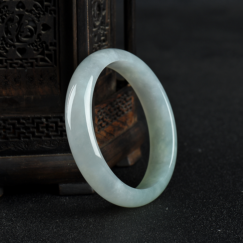 豆种翡翠手镯-红掌柜