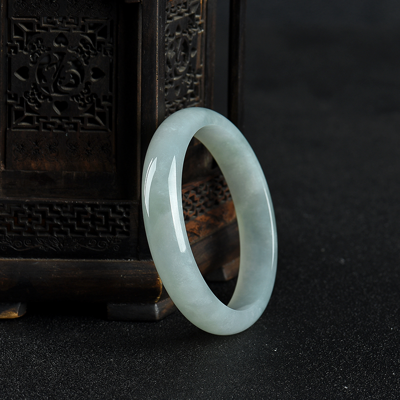 豆种翡翠手镯-红掌柜