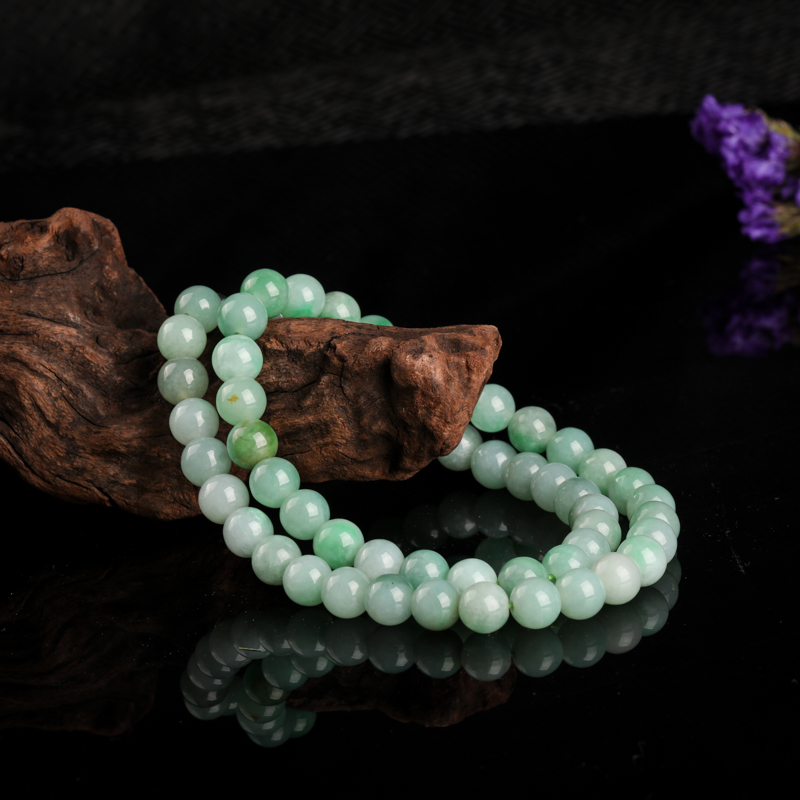 天然糯种浅绿翡翠项链-红掌柜