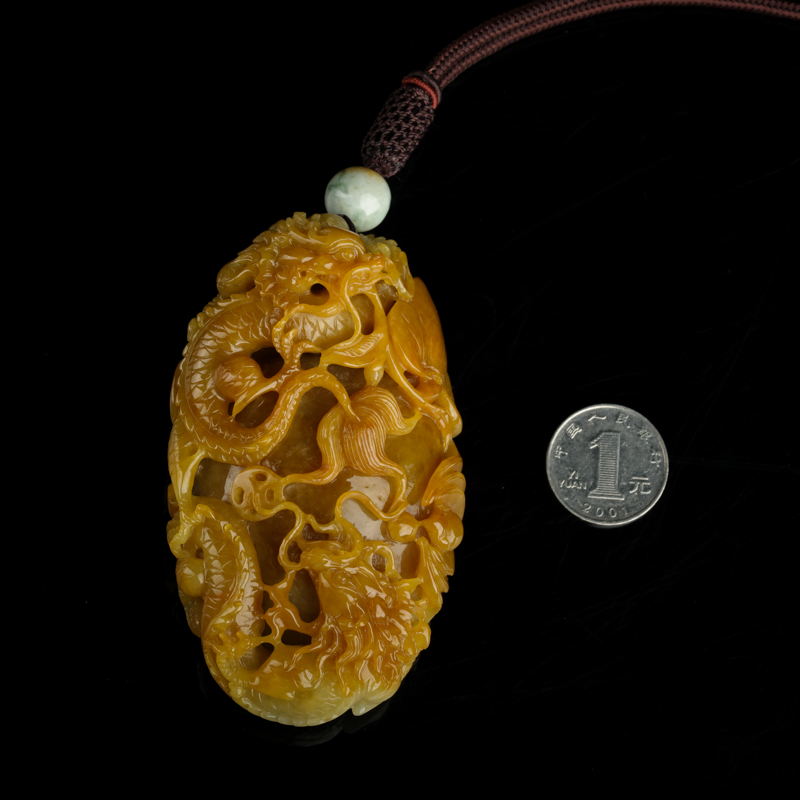 缅甸糯种黄翡手把件-红掌柜