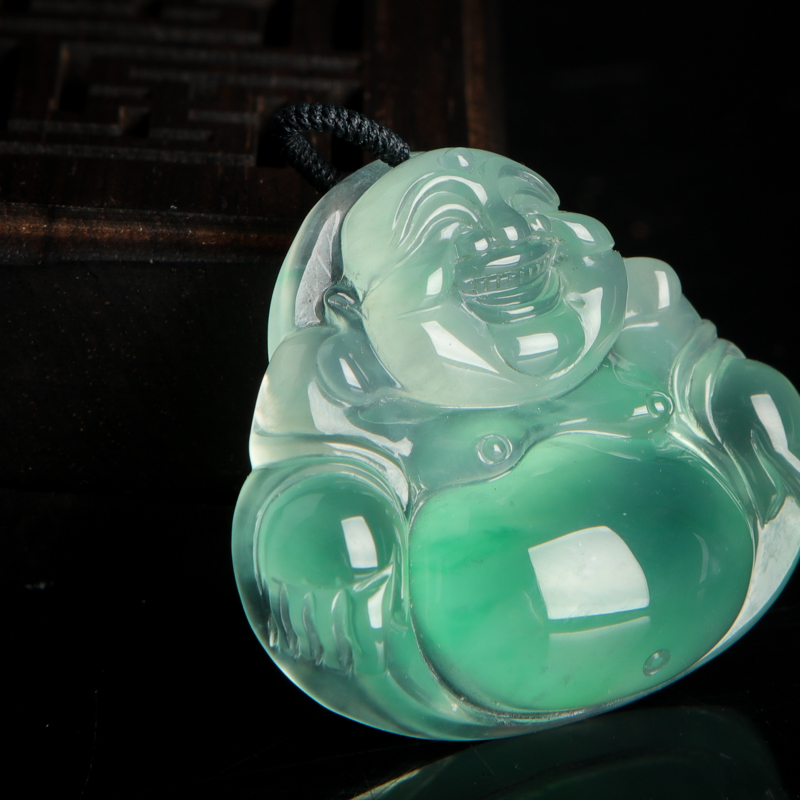 糯冰种飘翠翡翠吊坠-红掌柜