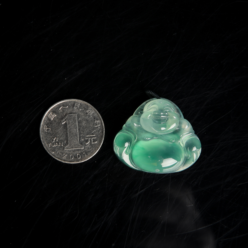 糯冰种翡翠弥勒佛-红掌柜