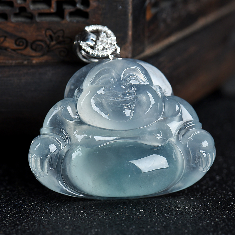 缅甸翡翠弥勒佛吊坠-红掌柜