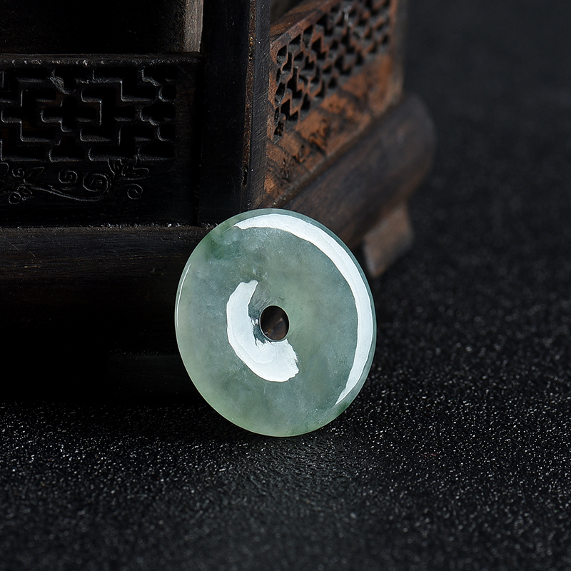 飘花翡翠平安扣吊坠-红掌柜