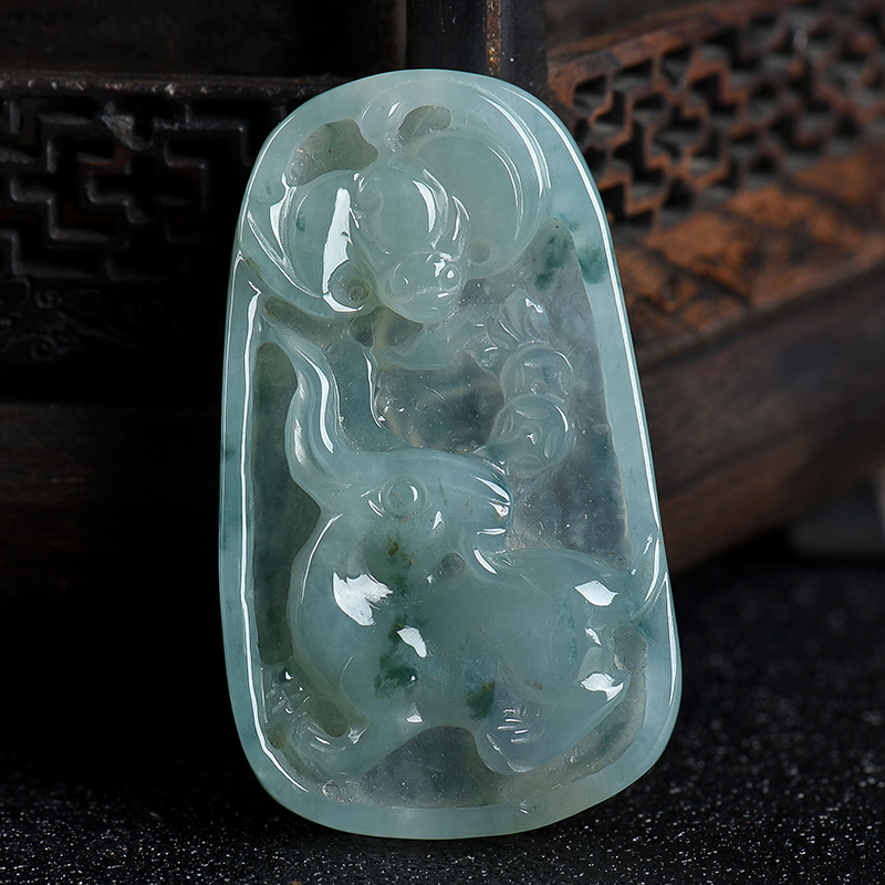 缅甸翡翠福寿如意吊坠-红掌柜