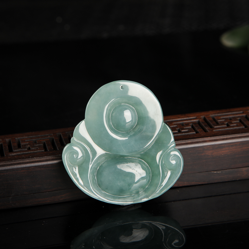 缅甸天然暗绿翡翠弥勒佛吊坠-红掌柜