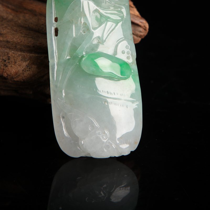 缅甸天然糯种翡翠节节高升吊坠-红掌柜